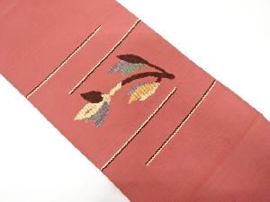 アンティーク　横段に花模様織り出し名古屋帯(着用可)